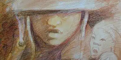 Artistic image of child soldier, by Gilbert G. Groud, cropped from full image. CC 4.0