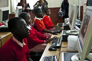 Nairobi children with school computers