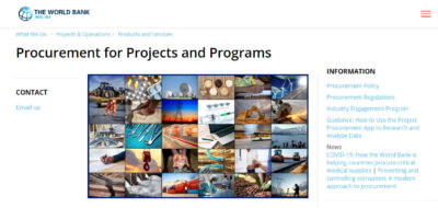 World Bank procurement web page
